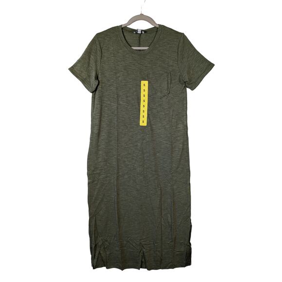 TShirt Dress Short Sleeve Midi Jessica Simpson Green S Crew Pockets Casual Layer - Picture 11 of 12
